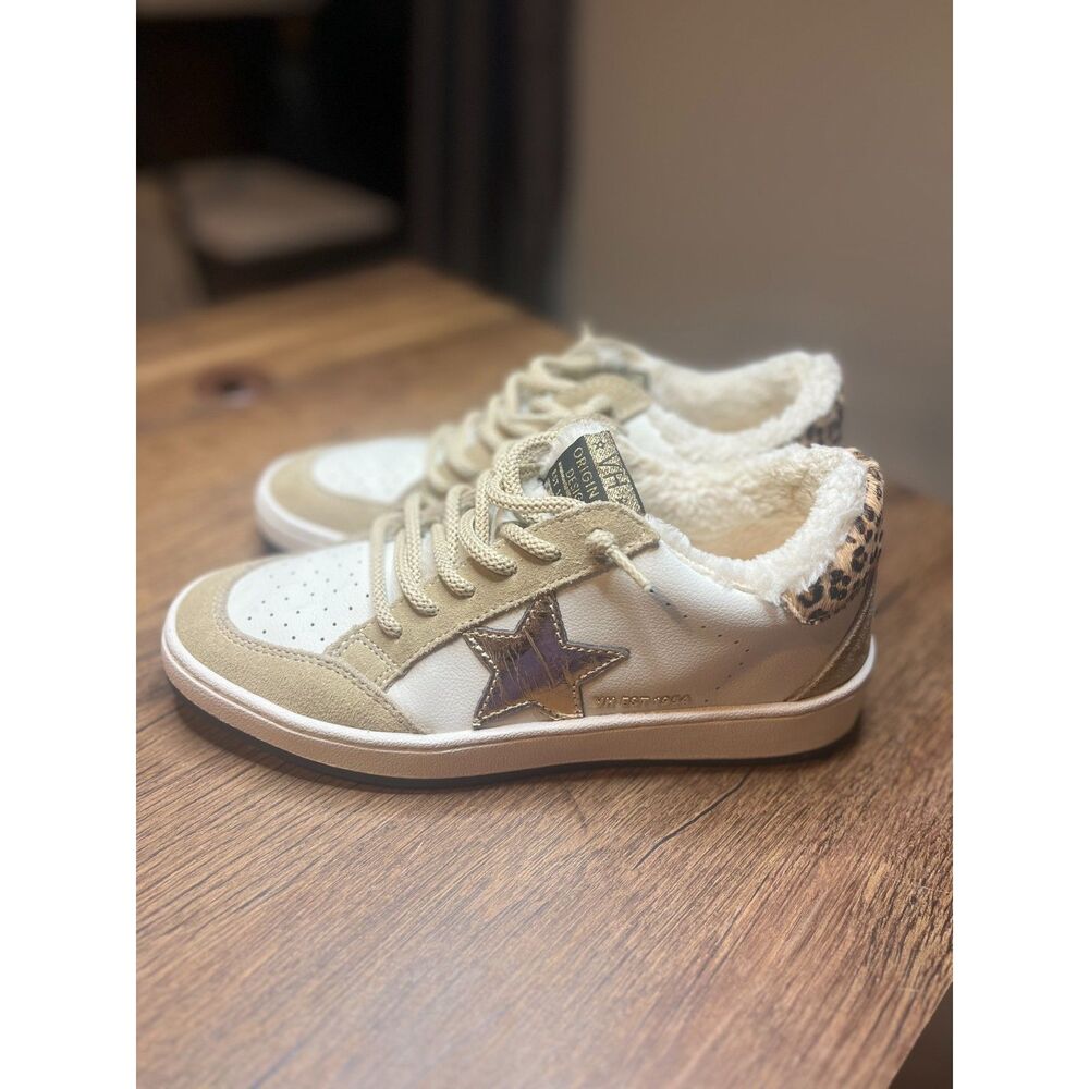 Vintage Havana Gadol Star Sneakers Women’s Size 8 Beige White Leopard New
